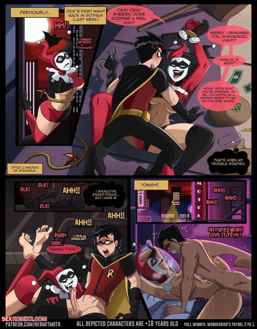 Porn comic Harley x Robin Wonderbirds Patrol 2. Batman. Hermit Moth