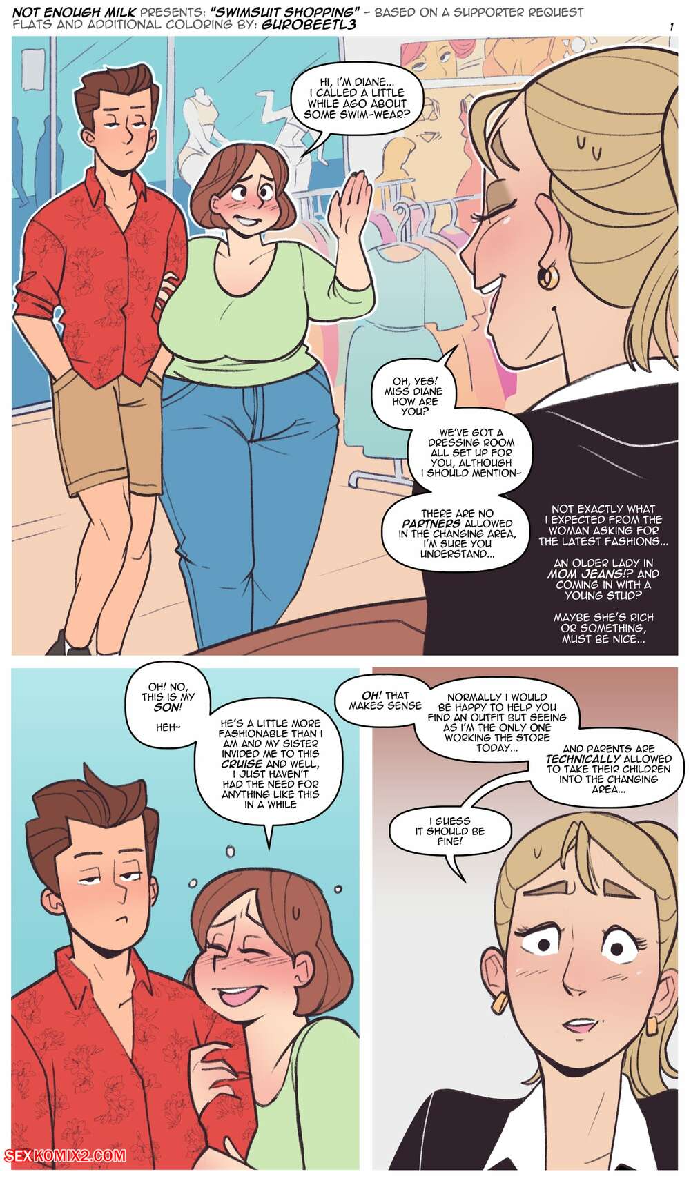 Porn comic Swimsuit Shopping. Chapter 1. NotEnoughMilk.
